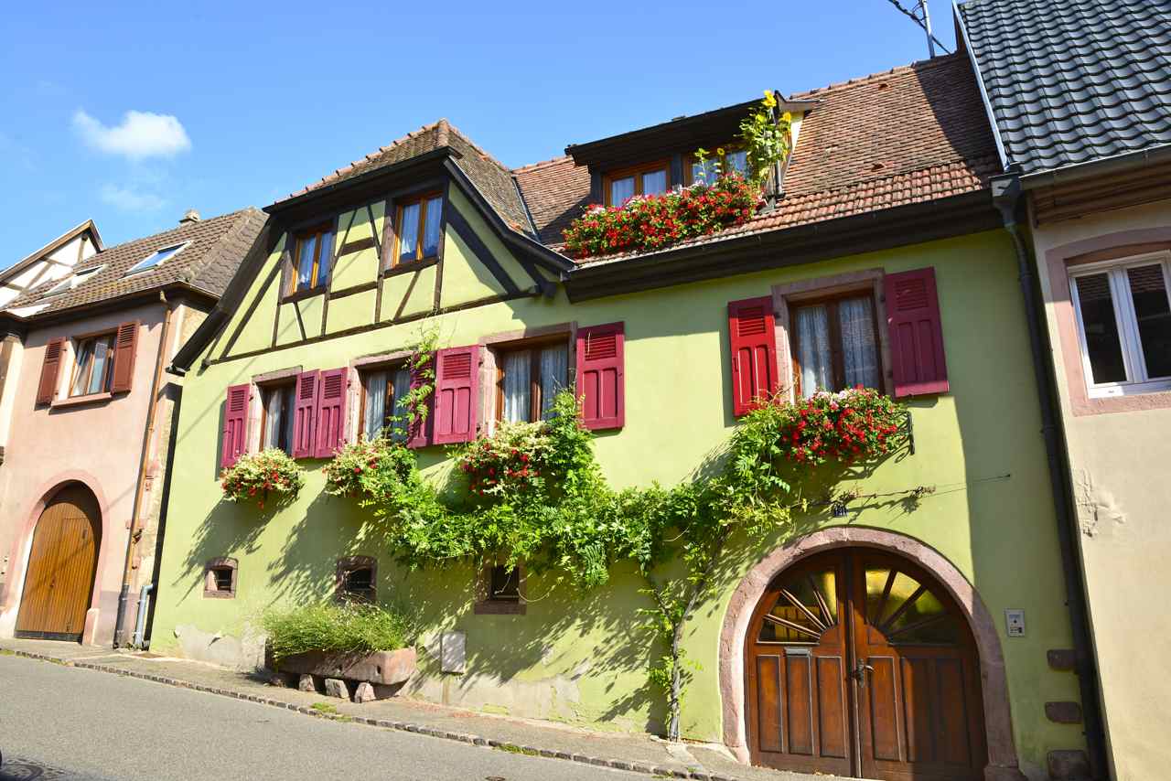 Maison vigneronne. J'aime beaucoup les tournesols, en haut, à droite, Niedermorschwihr